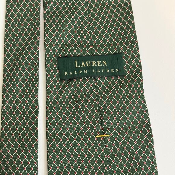 LRL Ralph Lauren Necktie Tie Mens 59" Classic Green Geometric Silk Designer USA - Picture 4 of 7